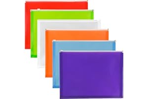 JAM PAPER Plastic Envelopes with Zip Closure - Letter Booklet - 9 3/4 x 13 - Assorted Colors - 6/Pack