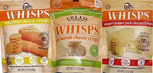 Whisps Cheese Crisps 3 Pack Assortment (2.12oz) Cheddar, Parmesan & Asiago/Pepperjack