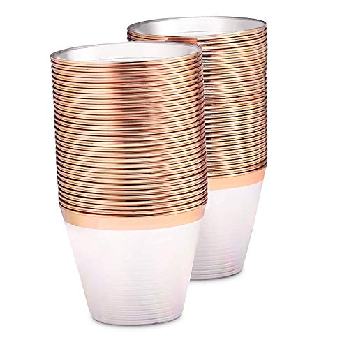 Rose Gold Plastic Cups 9 oz 60Count Elegant Rose Gold Party Cup