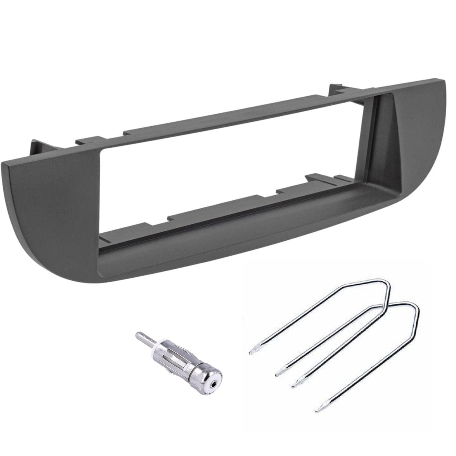 Sound-way Single DIN Car Radio Installation Kit, 1 DIN Front Panel Frame, Facia Adaptor, Antenna Adapter, Release keys, compatible with FIAT 500 Cinquecento