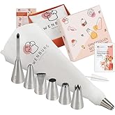 Wenburg Versatile & Easy-to-Clean Large Icing Piping Bags and Tips Set - Reusable 7 Large Icing Tip for Cake Decorating - Cot
