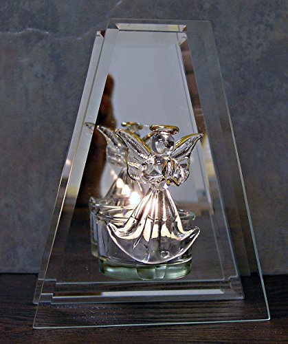 Infinity Glass Angel Candle Holder - Crystal Angel Holding a Candle - Hand Painted Gold Trim - In Loving Memory - Memorial Keepsake Gift