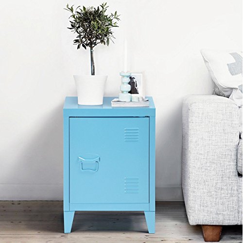 HouseinBox Low Standing Locker Organizer Side End Table Office File Storage Metal Cabinet Cupboard Unit,White,15.9'' x 12'' x 22.6'' (Blue)
