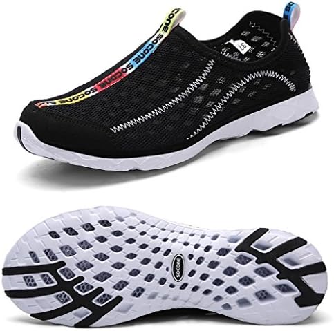 Yotani Mens / Womens Lightweight Soft Mesh Draining Holes Slip-On Beach Walking Pool Swimming Water Shoes Black Size 12 US Men