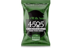 4505 Meats Jalapeno Cheddar Pork Rinds, Gluten Free Chicharrones, Keto Certified, Family Size Bag, 14 Servings, 7 Ounces