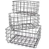 Cesta de almacenamiento de alambre SLPR (juego de 3, negro) |  Cestas decorativas de metal