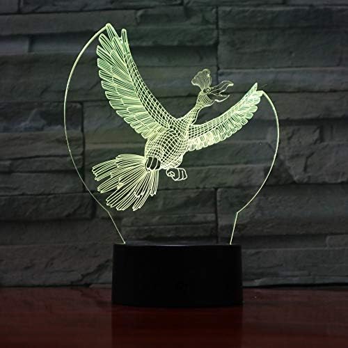 Qaq Starry Skyacrylic Panel Crow 7 Colorful Bird 3D Illusion Lamp Led Lava Lamp USB 7 Colors Change Kids Bedroom Mood Lighting