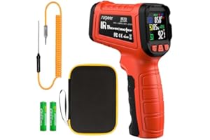 -58°F to 2732°F Infrared Thermometer Temperature Gun with -4°F to 932°F Thermocouple Probe, 50:1 Laser Temperature Gun for Hu