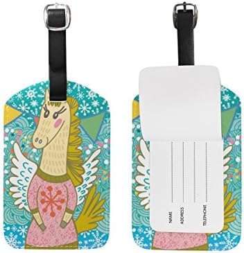 Chen Miranda Happy New Year Luggage Tag PU Leather Travel Suitcase Label ID Tag Baggage claim tag for Trolley case Kid's Bag 1 Piece