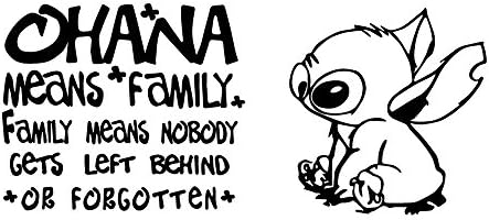 Lilo &amp; Stitch Inspired Quote (Ohana) Vinyl Die-Cut Decal Sticker for Car, Truck, Notebook, Laptop, Computer or Window (7"x3", Black)