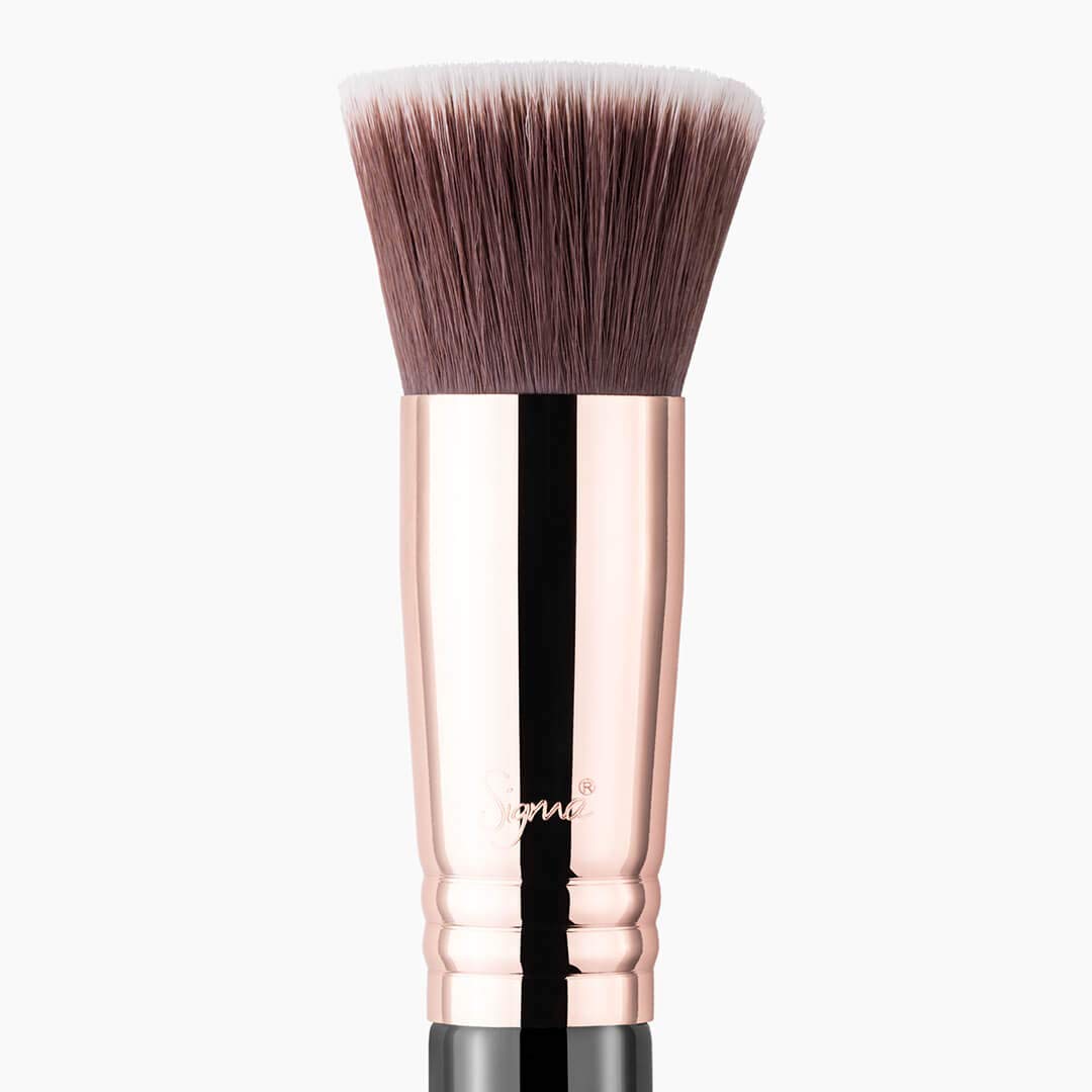 Sigma Beauty Professional F80 Flat Kabuki Highlighter Makeup Brush with Sigmax fibers for Buffing and Blending Liquid, Cream or Powders - Copper: Beauty