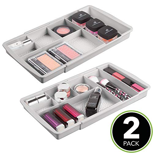 mDesign Expandable Makeup Organizer for Bathroom Drawers, Vanities