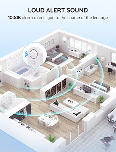 Govee Water Detectors 5 Pack, 100dB Adjustable Audio Alarm Sensor, Sensitive Leak and Drip Alert, for Kitchen Bathroom… - Image 2