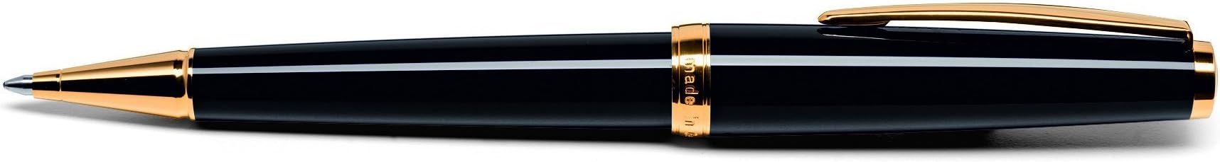 Cleo Skribent Classic Brass Gold Plated Fittings, Black Precious Resin Body - BallPoint Pen, Twist Mechanism - 24014