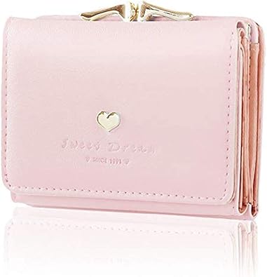 Amazon Icouchi レディース 財布 三つ折り財布 ミニ財布 がま口 多機能 大容量 人気 ウォレット カード小銭入れ かわいい おしゃれ 女性用 ピンク 財布