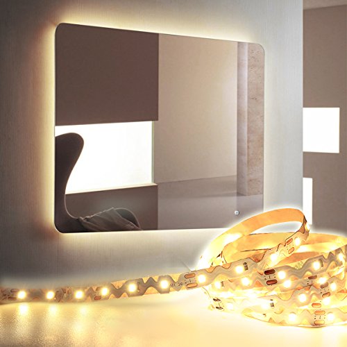 LED Vanity Mirror Lights Kit for Makeup YIHONG 16.4ft 300 LED Strip Lights for Bathroom Vanity Mirror Dressing Table Kitchen Cabinet DIY Project | Dimmer and Power Adapter | High Lumin | Warm White