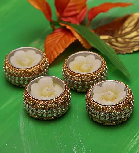 Blackberry Overseas Wax, Aluminium Decorative Tealight Holder With Tea Lights, Pack of 4