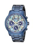 GUESS Women's U0330L17 Iconic Indigo  Blue Python Print Multi-Function Watch