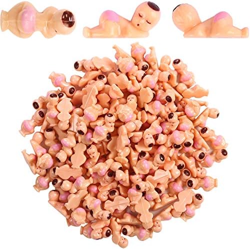 Tanlee 120 pieces Mini Plastic Babies Pink Baby Girls for Baby Shower Ice Cube Game Party Game Supplies, 0.75 inch