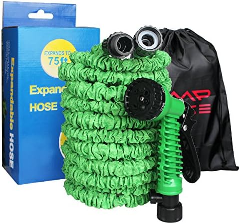 CampFENSE Garden Hose 7 Spray Modes with Storage Bag 50FT or 75FT Expandable Extra-Strength Latex Water Shrinking Hose Adjustable Durable Flexible Magic Hose (75FT, Green)