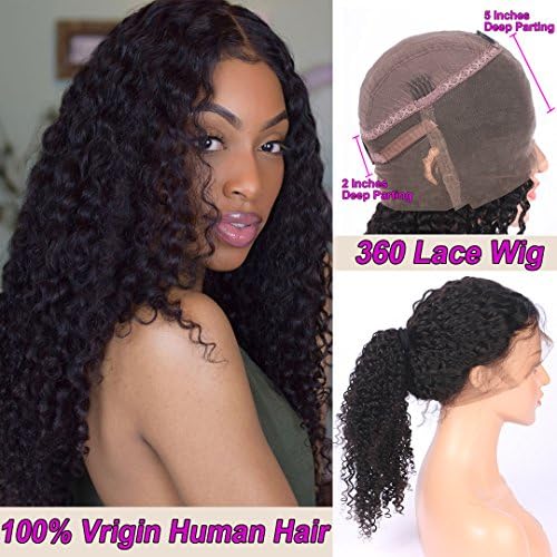 SMHair 360 Full Lace Human Hair Wigs Pre-Plucked Hairline Brazilian Virgin Glueless 360 Lace Frontal Wigs for Black Women Natural Color and Baby Hair (18inch with 150% density)
