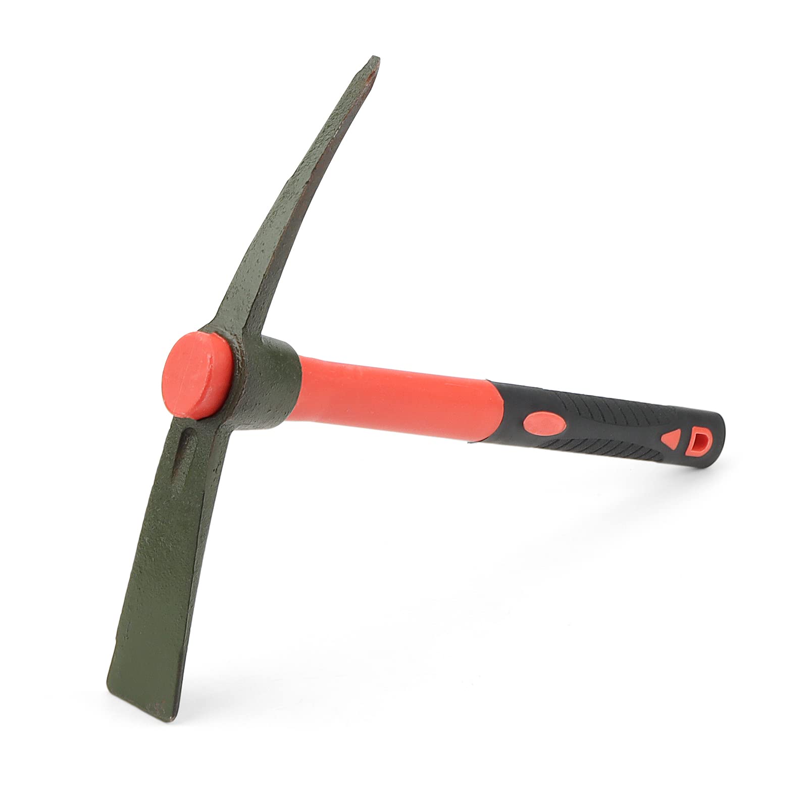 KEILEOHO 15 Inch Pick Mattock, 38x29cm Pick Mattock Hoe with Handle, Red Garden Mattock, Pickaxe for Gardening, Planting Camping