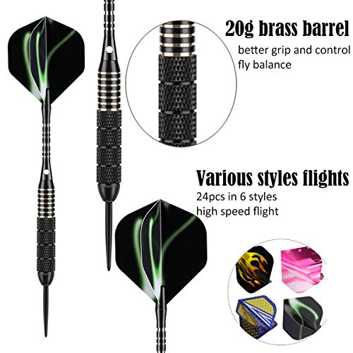 sanfeng Darts, Darts Steel Tip Set 22 Grams with 10 Black&Purple Aluminum Shafts 24 Flgihts 25 Anti-Loose Rubber O-Rings Tool Kit Case - Thumbnail 2