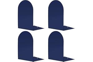 Lulonpon 4 Pieces Book Ends, Bookends, Books Stand, Metal Bookend for Shelves, Blue Book Ends for School, Library, Desktop Organizer