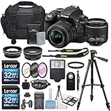 Nikon D3300 24.2MP CMOS Digital SLR Camera with AF-S DX NIKKOR 18-55mm f/3.5-5.6G VR II Lens, HD 52mm Wide Angle Lens, HD 52mm Telephoto Lens, 32GB Class10 SDHC and Accessory Kit, Black
