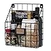 Wall35 Multipurpose Mail Organizer Wire Basket Wall Mounted with S Hooks Magazine Holder Coat Rack Foyer Storage with Key Hooks for Kitchen Entryway and Garage Black
