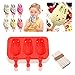 DiDaDi Silicone ICE POP Mold, 3 Cavities Cute ICE CAREM Bar Mould,Popsicle Molds DIY ICE Cream Maker,Silicone Jelly Chocolate Candy Soap Molds with 20 Wooden Sticks - Bunny