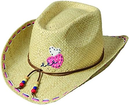 Broner Girls Straw Western Hat with Colorful Stitching on The Brim. 4-7 Years.