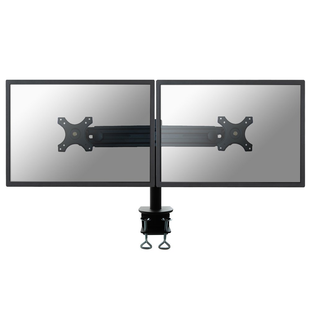 Newstar FPMA-D700D Tilt/Turn/Rotate Dual Desk Mount (clamp) for two 19-30" Monitor Screens, Height Adjustable - Black