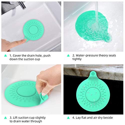 SUDISER Bathtub Drain Stopper 2 Pack, Silicone Tub Stopper Flat Suction Cover Tub Stopper Drain Stopper Plug Sinks Hair Stopper for 1-1/2-4in Bathroom, Laundry, Kitchen Universal Use
