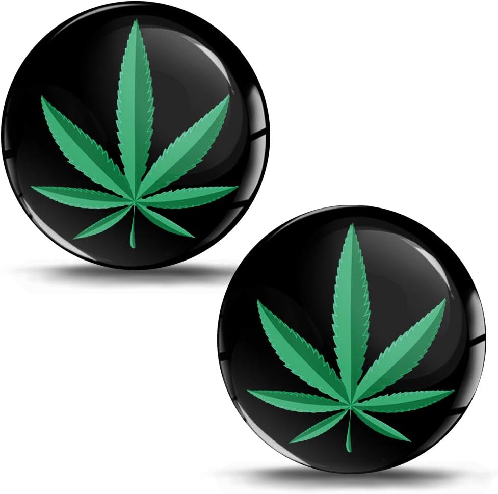 SkinoEu® 2 x 3D Gel Silicone Stickers Decals Marijuana Leaf Cannabis Weed Logo Emblem Badge Car Auto Moto Motorcycle Windows Door PC Tablet Laptop Accessories Tuning Gift JDM KS 6