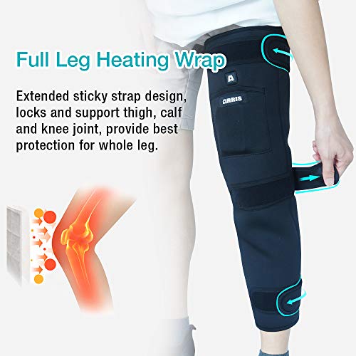 ARRIS Full Leg Heated Wrap - Electric Heating Pad for Knee, Calf, Thigh, Leg, Arm - 7.4V Battery Powered Heat Brace for Increasing Circulation, Relieve Joint, Rheumatic Arthritis Pain, for Men Women - Thumbnail 6