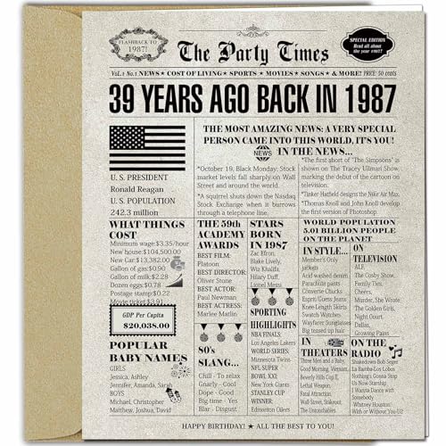 Vintage 39th Birthday Greeting Card