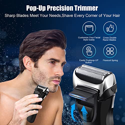 Gbuild Wet Dry Rechargeable Mens Shaver Electric Foil for Men Face Waterproof, USB Travel
