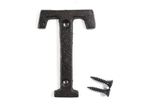 KIAOTIME 3" Vintage Decorative Cast Iron Metal Alphabet Letters Wall Sign Hanging Address Name Sign Letter 'T'