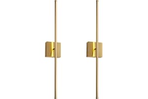KARTOOSH Modern Wall Sconces Set of Two, Dimmable Hardwired Wall Sconces, 350° Rotate, LED Brushed Brass Wall Light Fixtures, 3000K Warm Light Wall Lamp for Bathroom, Living Room, 27.8 Inch (2 Pack)