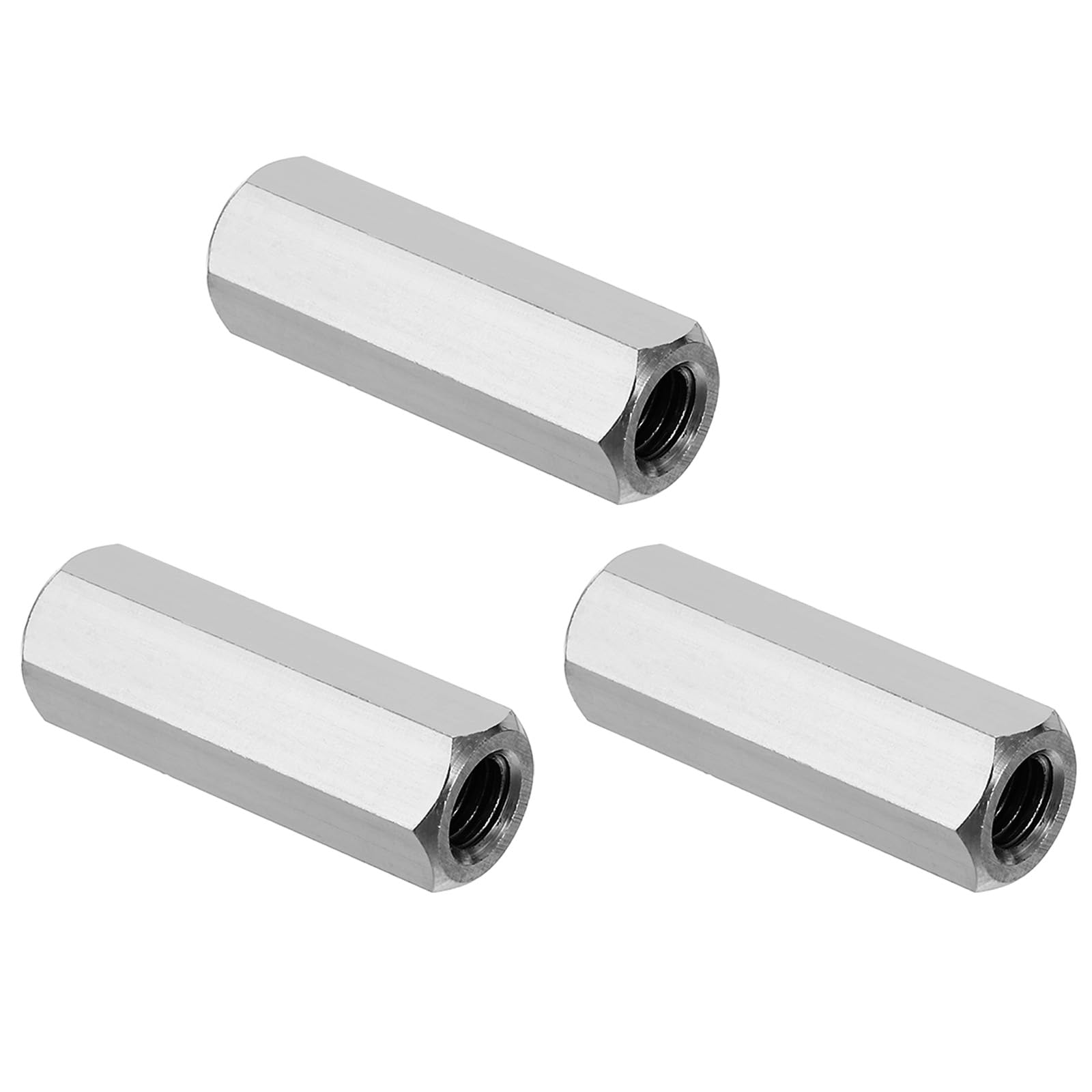 PATIKIL 5/16"-18 UNC 304 Stainless Steel Hex Coupling Nuts, 3Pcs 1.57" Length Fully Threaded Rod Coarse Coupling Nut Studding Connector Fasteners, Silver Tone