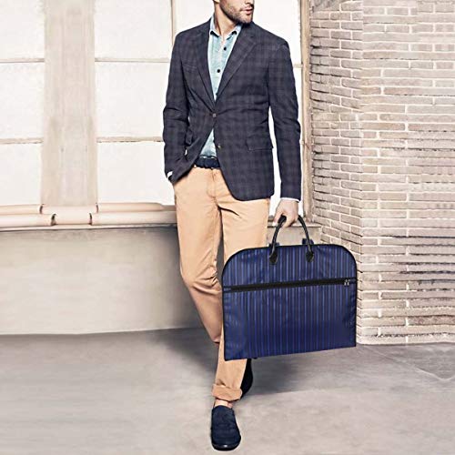 Buruis Travel Garment Bag with Large Laptop Compartment and 2 Pcs Functional Hangers, Protable Waterproof Suit Bag Carrier Cover for Trip, Business and Clothes Storage (Blue Stripe)