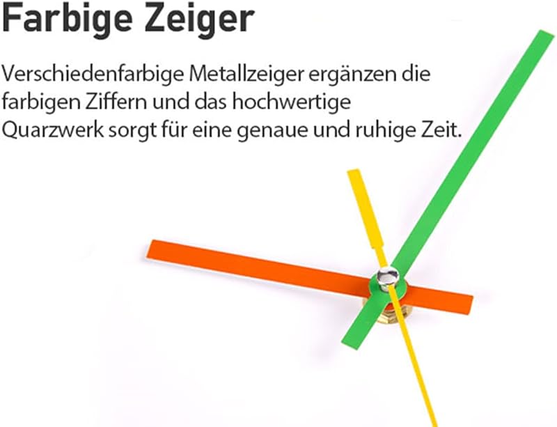 Kinder Wanduhr Lautlos 30cm Bunt Zahlen Lernuhr — Foto 7 von 8