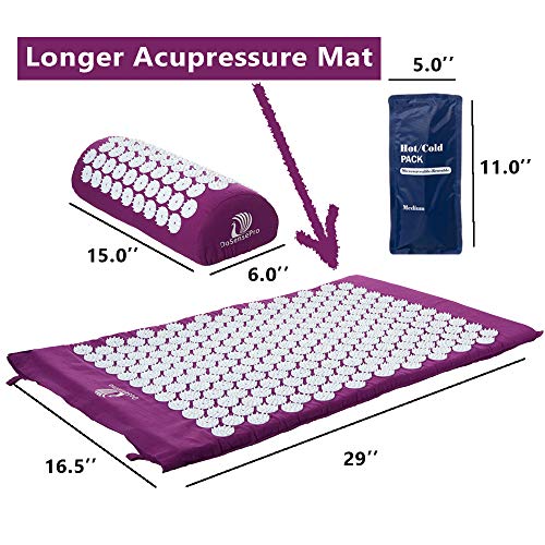 Acupressure Mat and Pillow Set by DoSensePro + Hot/Cold Gel Pack