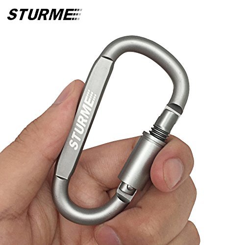 STURME Carabiner Clip Aluminum D-Ring Locking Durable Strong and Light Large Carabiners Clip Set for Outdoor Camping Screw Gate Lock Hooks Spring Link Improved Design Pack (9 Pack) - Thumbnail 2