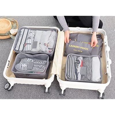 Styleys Set of 6 Packing Cubes Travel Organizer Pouches (Grey)