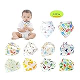 Baby Bandana Drool Bibs,Unisex 10 Pack Set with Adjustable Snaps - Soft 100 Cotton Absorbent Feeder Bibs - Perfect Baby Burp Cloths for Drooling,Feeding and Teething-Model B