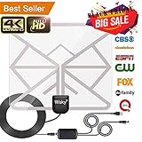 [Newest 2019] HDTV Antenna - Wsky HD Digital Indoor TV Antenna 65-100 Mile Range with Powerful Amplifier Signal Booster, Support 4K 1080p & Freeview All Older TV's with 16.5ft Longer Coax Cable