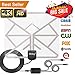 [Newest 2019] HDTV Antenna - Wsky HD Digital Indoor TV Antenna 65-100 Mile Range with Powerful Amplifier Signal Booster, Support 4K 1080p & Freeview All Older TV's with 16.5ft Longer Coax Cable