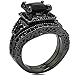 Jude Jewelers Size 4-15 Black Princess Cut Wedding Engagement Ring Bridal Halo Anniversary Propose